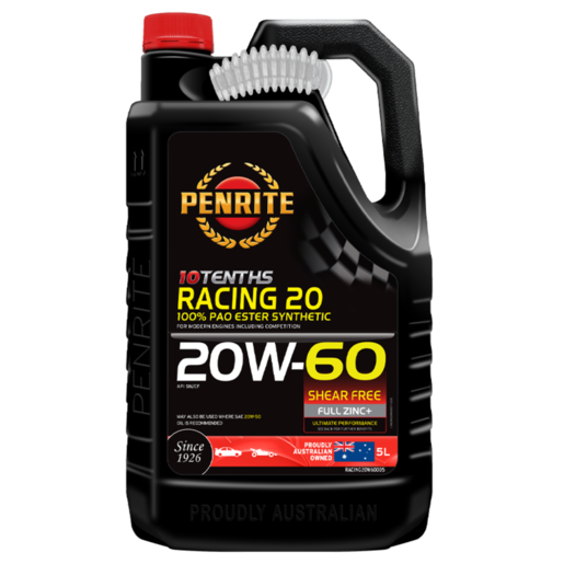 Penrite 10 Tenths Racing 100% PAO & Ester 20W-60 5L - RACING20W60005